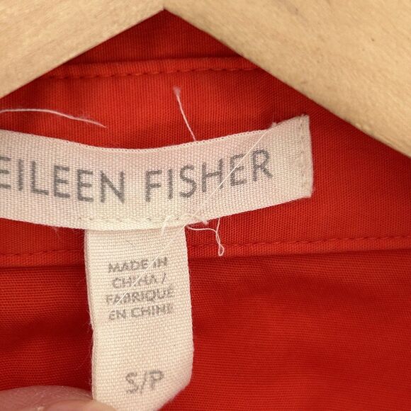Eileen Fisher Tunic Top Size Small Coral Button Front Organic Cotton Blouse - Picture 4 of 6